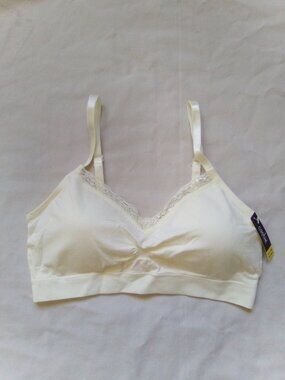 Coobie Seamless V-Neck Lace Bra, Ivory, Full Size